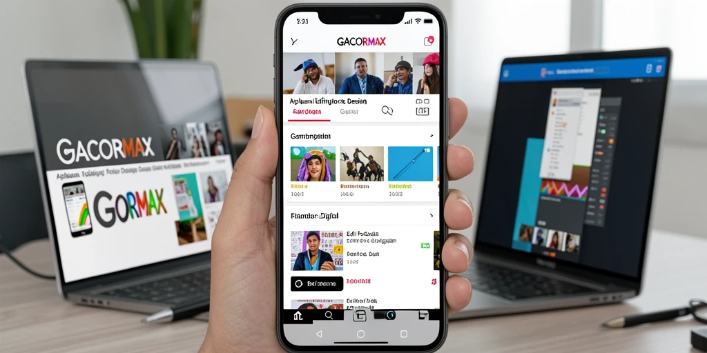 Antarmuka GACORMAX menampilkan alat editing dan desain yang lengkap.