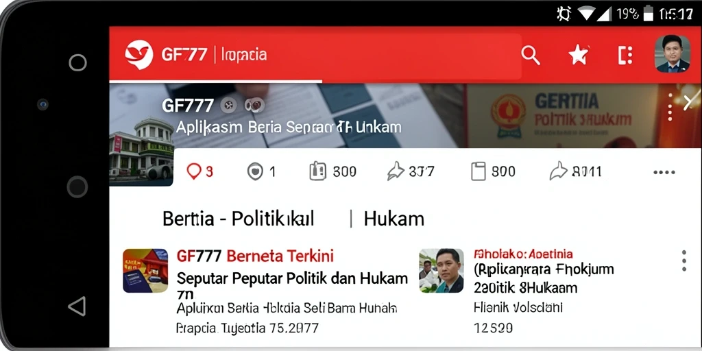 Tampilan antarmuka aplikasi GF777 yang memudahkan akses berita politik dan hukum.