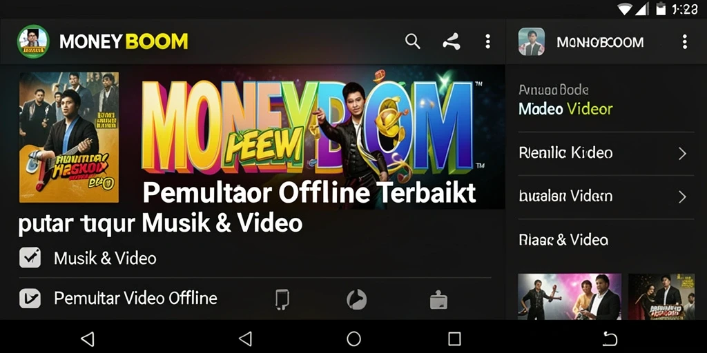 Antarmuka MONEYBOOM yang intuitif untuk pemutar video offline.
