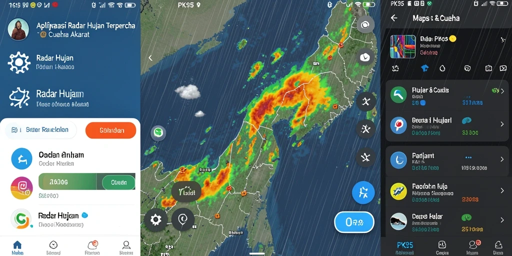 Tampilan antarmuka PK95 yang menunjukkan radar hujan secara realtime.