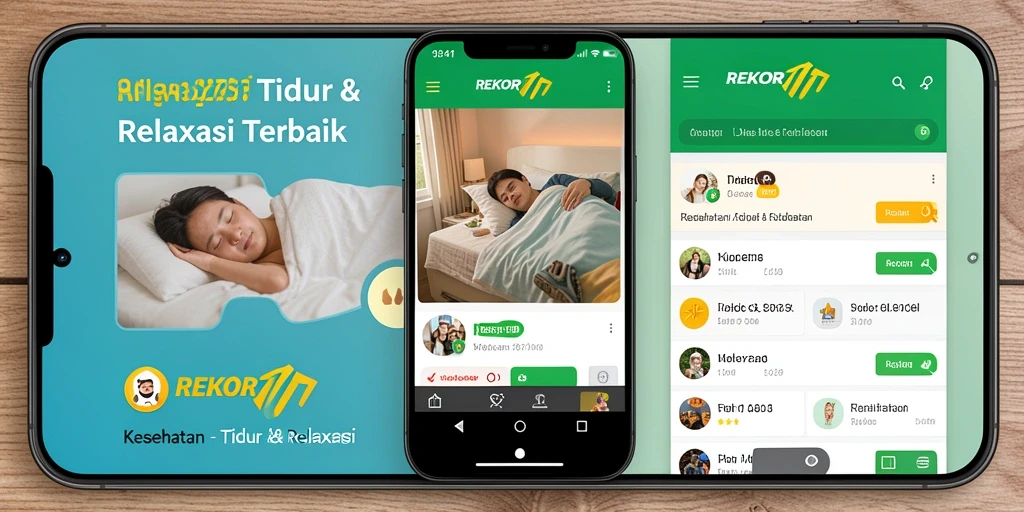 Tampilan antarmuka aplikasi REKOR777 untuk tidur dan relaksasi.