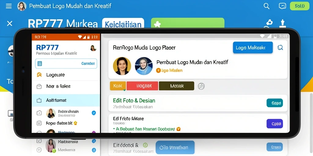 Antarmuka pengguna RP777 yang sederhana dan fungsional untuk membuat logo.